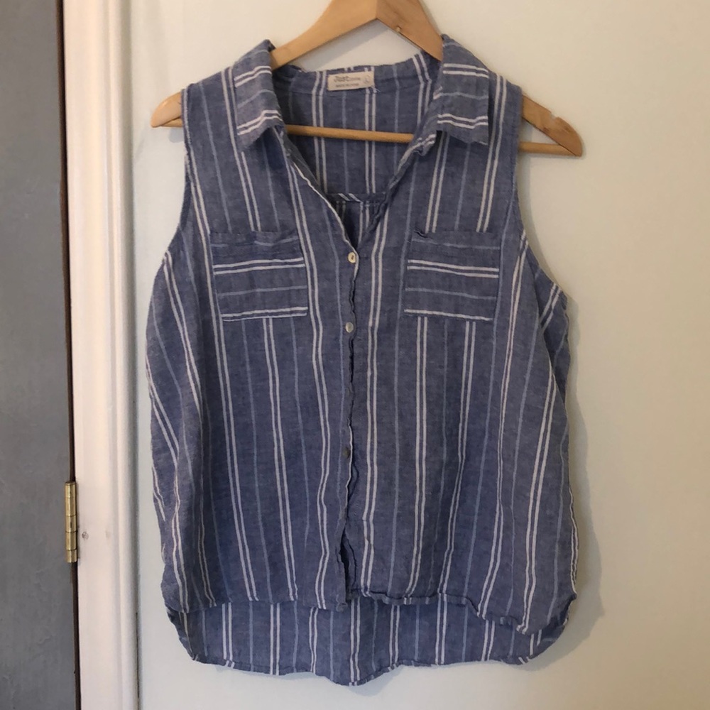 Striped tank with collar